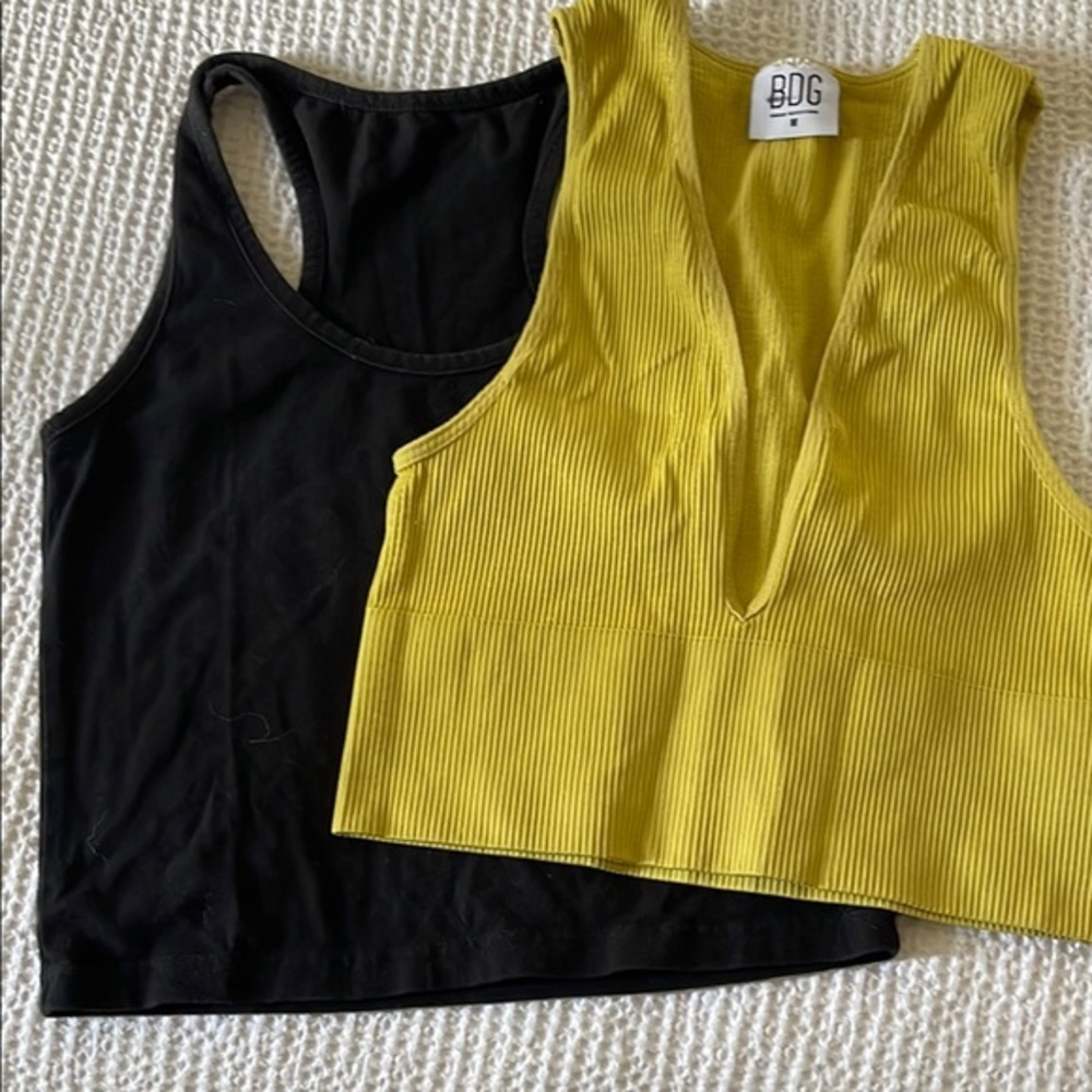 BDG Women's Black and Yellow Tank Tops